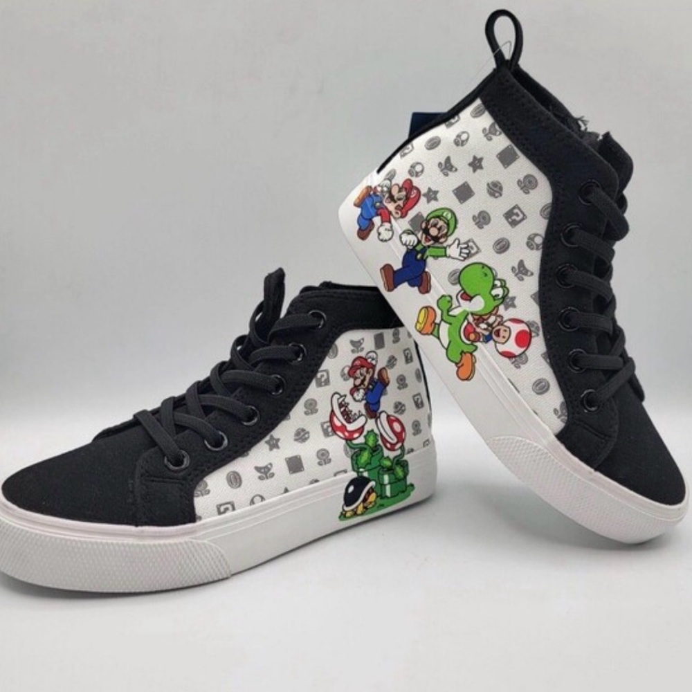 Nintendo Black and White Mario Kids Sneakers